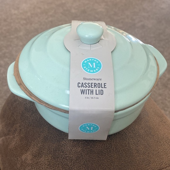 Martha Stewart Stoneware Round Mini Casserole with Lid in Mint - Picture 7 of 9